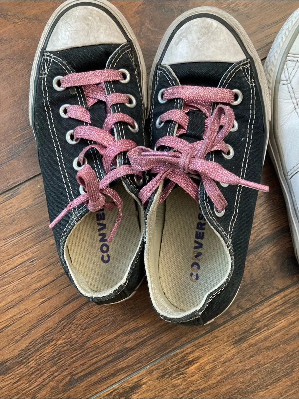 Converse Kids Black and Pink Canvas Sneakers